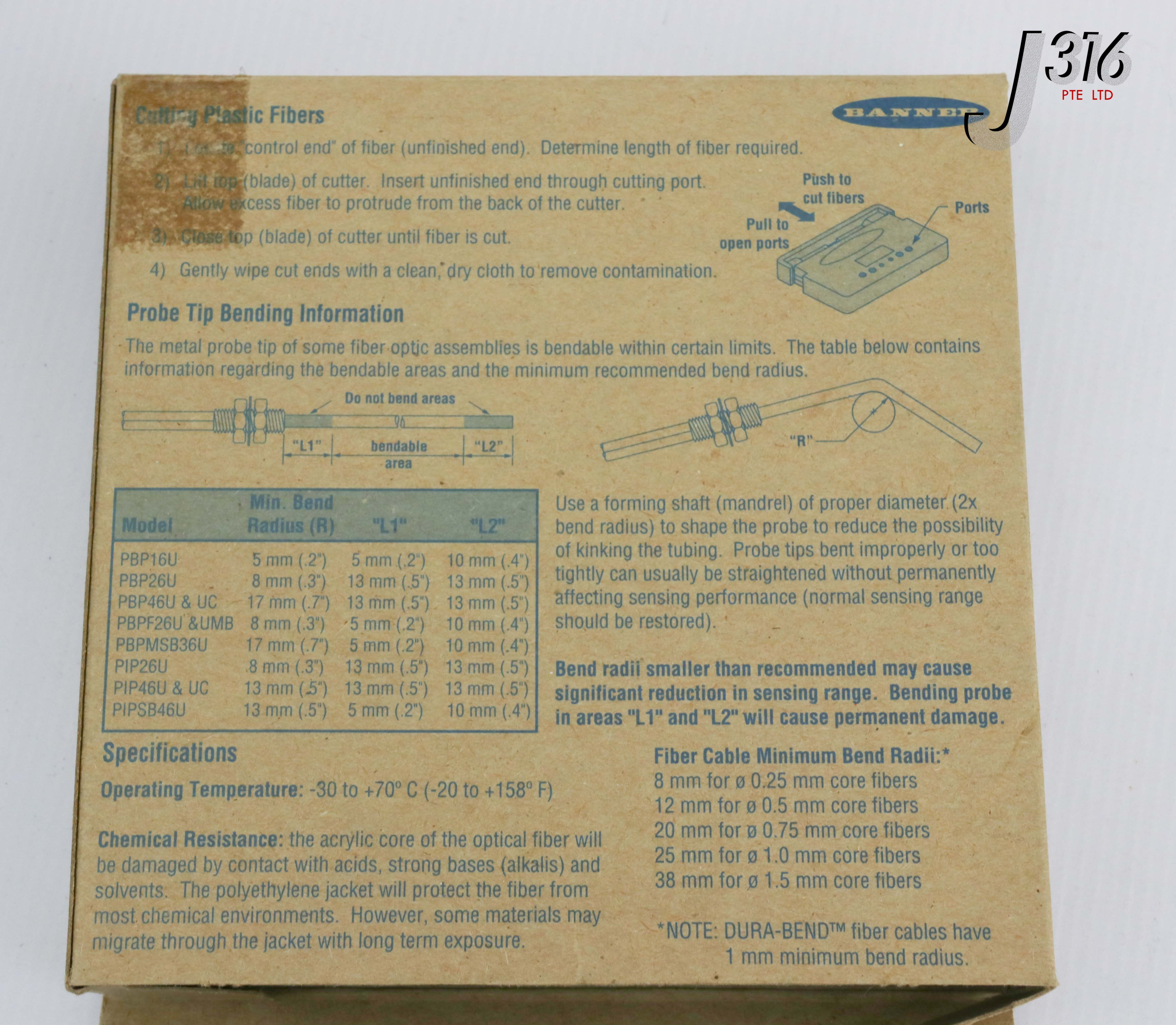 17579 BANNER PLASTIC FIBER DIFFUSE REFLECTIVE CORE PBCF46UMF5 | eBay